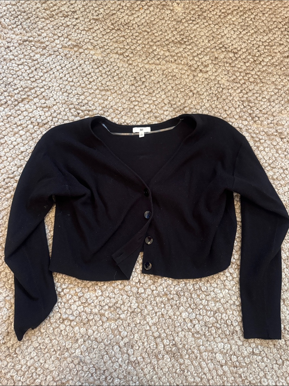 Nordstrom bp Black Cropped Button-Front Cardigan